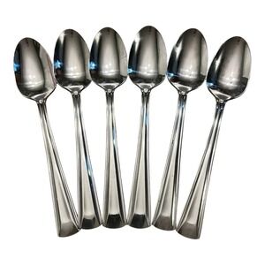 Oneida CELLA Set Of 6 Place Oval Soup Spoons Stainless Beveled Edge FREE SHIP